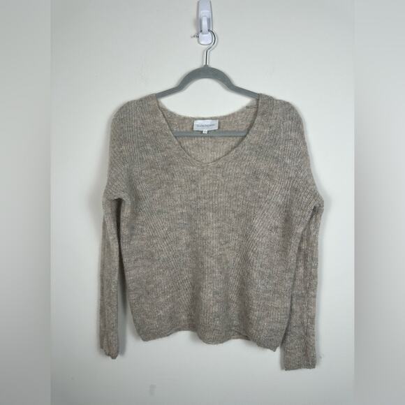 Sud Express Alpaca Mohair Blend Sweater Grey Tan Size Small GUC - Picture 1 of 7